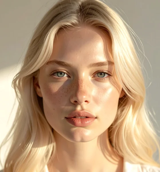 Portrait of a woman with smooth, luminous skin