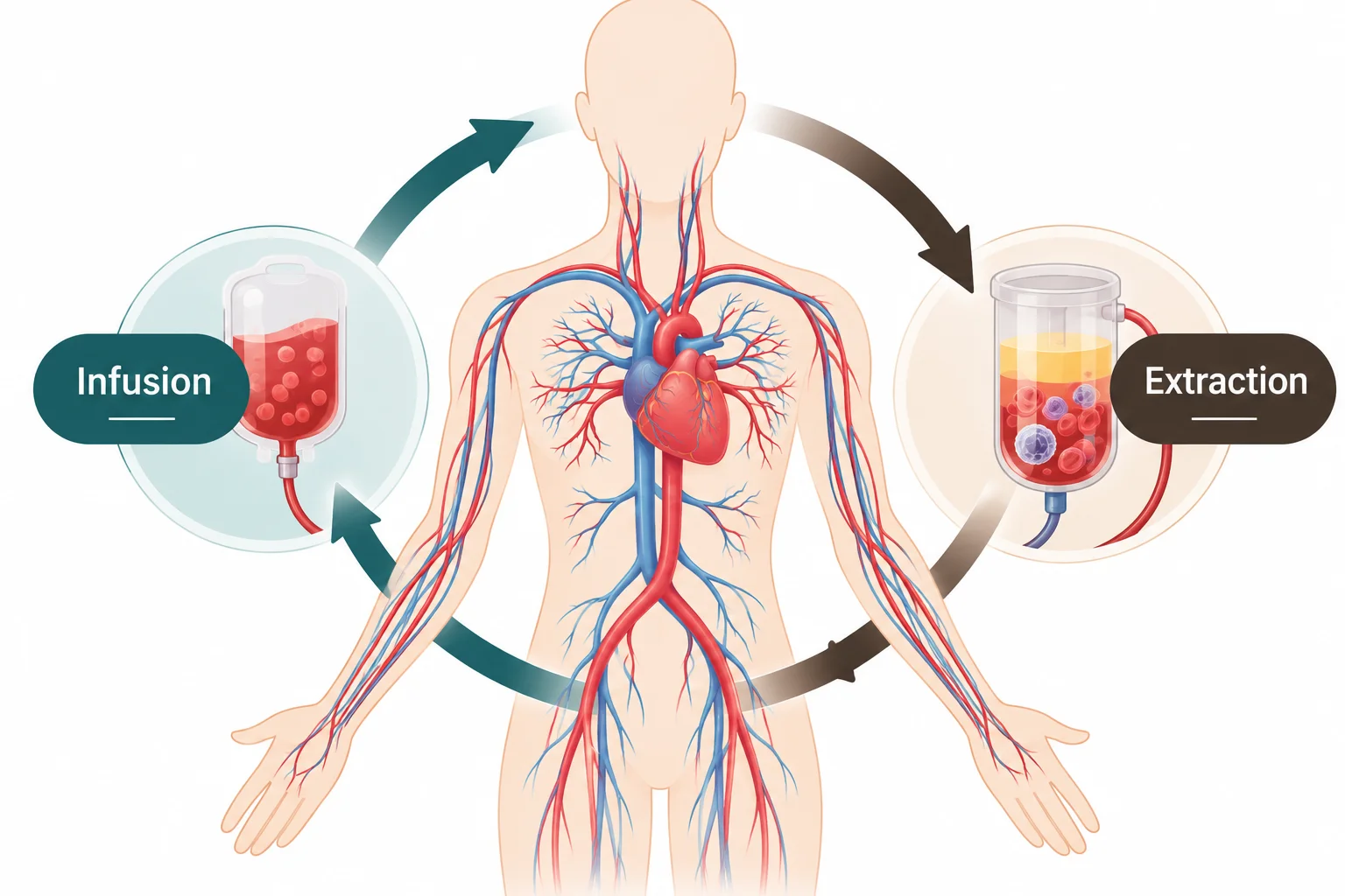 Anti-Aging Stem Cell Treatment at YAAN Clinic in Gangnam, Seoul, Korea, illustrating blood component extraction and infusion to support cellular health, skin collagen production, healthy aging, and personalized hair loss management